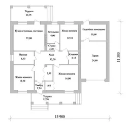 One-story house with three bedrooms and a terrace and garage photo