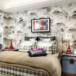 Wallpaper for boy's bedroom design photo