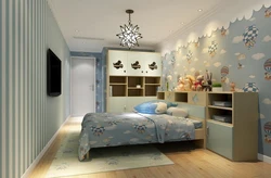 Wallpaper for boy's bedroom design photo