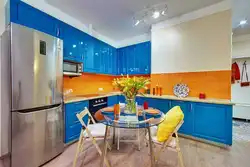 Color combination of blue and white in the kitchen interior