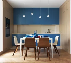 Color combination of blue and white in the kitchen interior