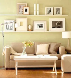 Shelves Above The Sofa Photo Design In The Living Room