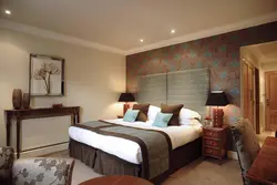 Colors combined with brown in the bedroom interior photo