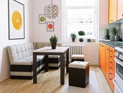 Interior of a small kitchen with a sofa