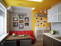 Interior of a small kitchen with a sofa