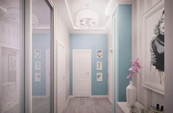 Hallway in blue color in the interior