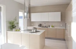 White and beige kitchens in the interior