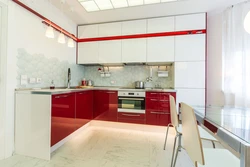 Красно белая кухня в интерьере