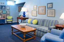 Blue Walls In The Living Room Interior Photo