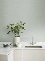 Glass wallpaper in the kitchen interior