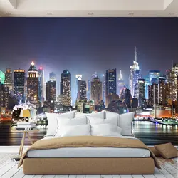 Wallpaper for the bedroom 3d on the wall photo