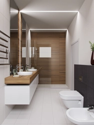 White and wood in the bathroom interior photo