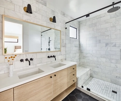 White and wood in the bathroom interior photo