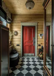 Hallway design for a wooden house photo