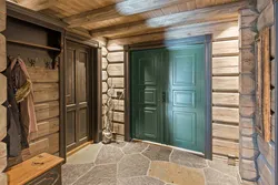 Hallway design for a wooden house photo