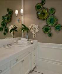 Artificial flowers in the bathroom interior