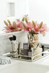 Artificial Flowers In The Bathroom Interior
