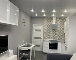 Photo of a kitchen in a studio 24 sq.m.