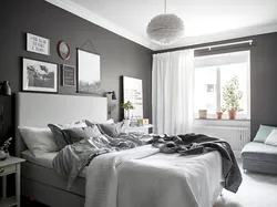 Dark Gray Walls In The Bedroom Interior