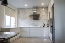 Marble on the wall in the kitchen interior photo