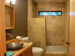 Small bathroom design with partition