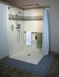 Bathtub design with tray and curtain