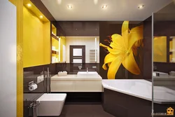 Yellow and white bathroom design