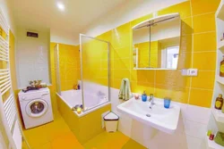 Yellow and white bathroom design