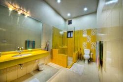 Yellow and white bathroom design
