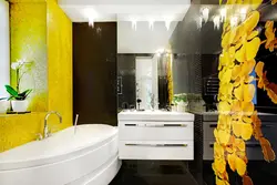 Yellow and white bathroom design
