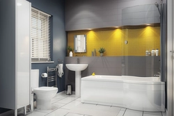 Yellow and white bathroom design