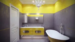 Yellow and white bathroom design