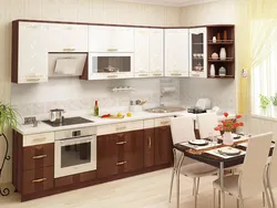 Kitchen design in a modern style in light colors corner