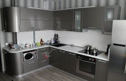 Kitchen design in a modern style in light colors corner