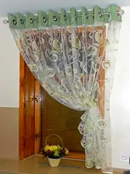 Штора на кухню з рэштак цюлю фота