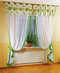 Kitchen curtain made from leftover tulle photo