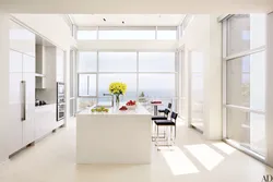 White kitchen design with window