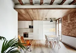 Laminate on the kitchen ceiling photo of interiors