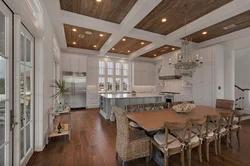 Laminate on the kitchen ceiling photo of interiors