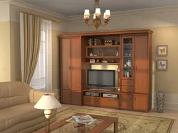 Жаңғақ жиһазы қонақ бөлмесінің фотосы