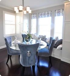 Kitchen design with blue chairs