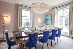 Kitchen design with blue chairs