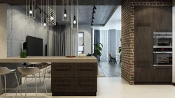 Concrete style in the kitchen interior