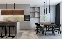 Concrete style in the kitchen interior