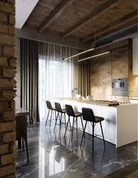 Concrete style in the kitchen interior