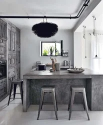 Concrete style in the kitchen interior
