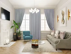 Curtain design for living room in classic style