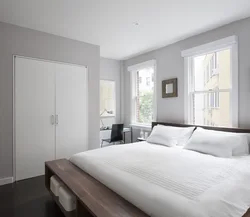 Bedroom design with gray door