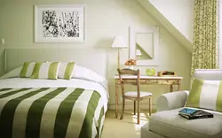 Combination of olive in the bedroom interior