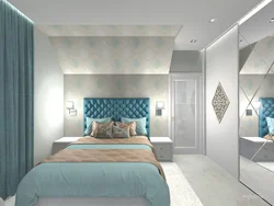 Bedroom with turquoise bed photo